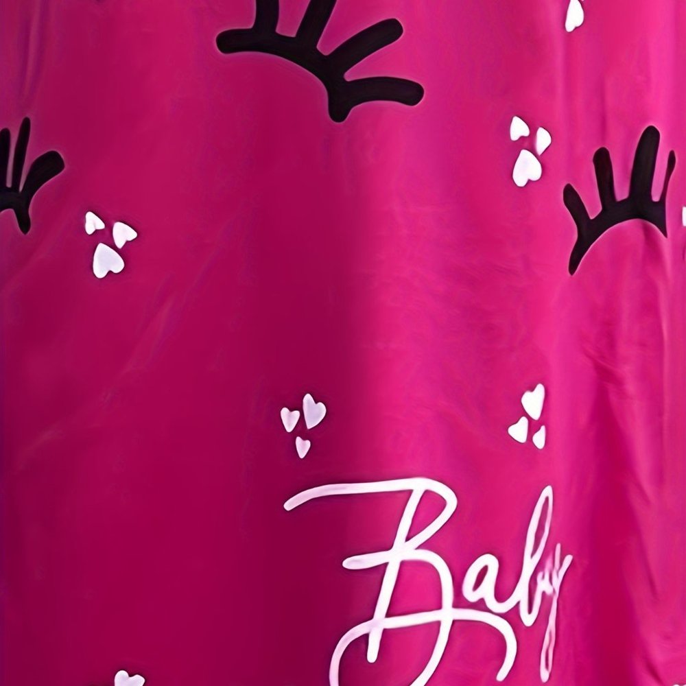 “Pink Satin Slip Nightgown L | Backless Babydoll Sleep Dress | Eyelash Print” - Picture 9 of 9